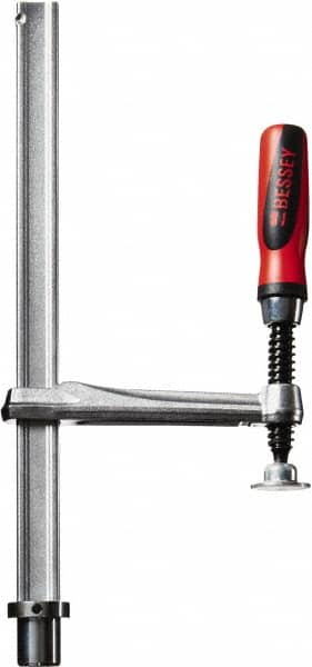 Bessey - 1,000 Lb Holding Capacity, 12" Max Opening Capacity, 1,000 Lb Clamping Pressure, Manual Hold Down Clamp - 7-11/16" Arm Length, 7-7/8" Clamp Length, 1-37/64" Clamp Width, 15-3/4" Clamp Height, 28mm Stud Mount, Steel - Benchmark Tooling