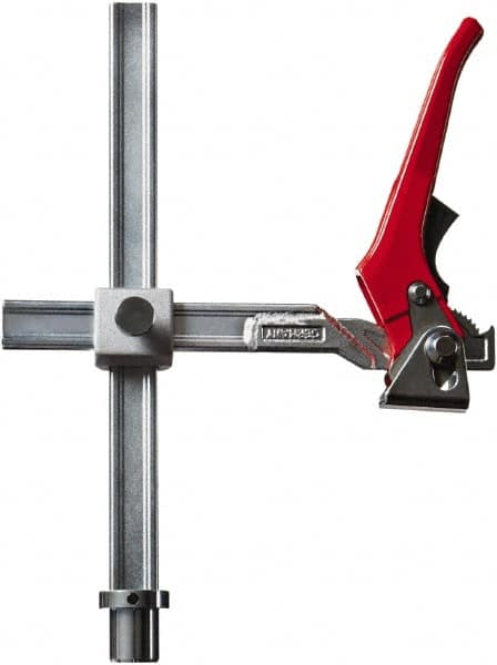 Bessey - 1,200 Lb Holding Capacity, 12" Max Opening Capacity, 1,200 Lb Clamping Pressure, Manual Hold Down Clamp - 11-1/8" Arm Length, 11" Clamp Length, 2-19/32" Clamp Width, 15-3/4" Clamp Height, 28mm Stud Mount, Steel - Benchmark Tooling