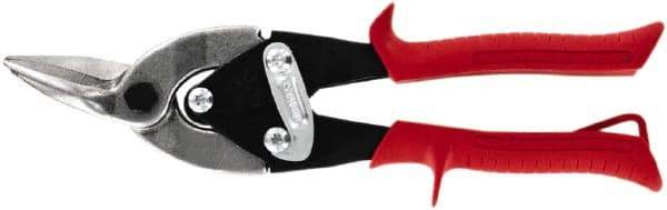 Midwest Snips - 1-1/4" Length of Cut, Left Pattern Aviation Snip - 10" OAL, 18 AWG Steel Capacity - Benchmark Tooling