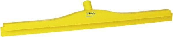 Vikan - 27.6" Polypropylene Blade Floor Squeegee Frame - Threaded End, Double Edge, Yellow, Polypropylene Holder - Benchmark Tooling