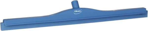 Vikan - 27.6" Polypropylene Blade Floor Squeegee Frame - Threaded End, Double Edge, Blue, Polypropylene Holder - Benchmark Tooling