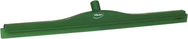 Vikan - 27.6" Polypropylene Blade Floor Squeegee Frame - Threaded End, Double Edge, Green, Polypropylene Holder - Benchmark Tooling