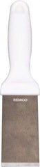 Remco - Stiff Stainless Steel Beveled Scraper - 1-1/2" Blade Width x 3-1/2" Blade Length, 5-13/32" Long Ergonomic Polypropylene Handle - Benchmark Tooling