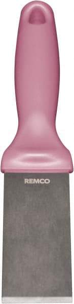 Remco - Stiff Stainless Steel Beveled Scraper - 1-1/2" Blade Width x 3-1/2" Blade Length, 5-13/32" Long Ergonomic Polypropylene Handle - Benchmark Tooling