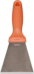 Remco - Stiff Stainless Steel Beveled Scraper - 3" Blade Width x 3-1/2" Blade Length, 5-13/32" Long Ergonomic Polypropylene Handle - Benchmark Tooling