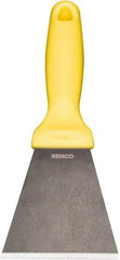 Remco - Stiff Stainless Steel Beveled Scraper - 3" Blade Width x 3-1/2" Blade Length, 5-13/32" Long Ergonomic Polypropylene Handle - Benchmark Tooling