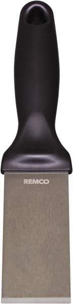 Remco - Stiff Stainless Steel Beveled Scraper - 1-1/2" Blade Width x 3-1/2" Blade Length, 5-13/32" Long Ergonomic Polypropylene Handle - Benchmark Tooling