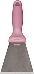 Remco - Stiff Stainless Steel Beveled Scraper - 1-1/2" Blade Width x 3-1/2" Blade Length, 5-13/32" Long Ergonomic Polypropylene Handle - Benchmark Tooling