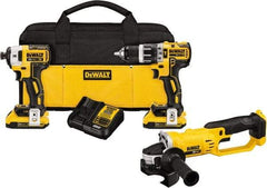 DeWALT - 20 Volt Cordless Tool Combination Kit - Includes Brushless Compact Hammer Drill, Impact Driver, Angle Grinder & Cut-Off Tool, Lithium-Ion Battery Included - Benchmark Tooling