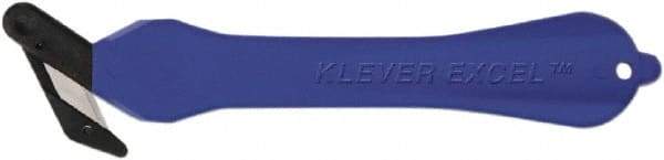 Klever Innovations - Fixed Safety Cutter - 1-1/4" Carbon Steel Blade, Blue Plastic Handle, 1 Blade Included - Benchmark Tooling