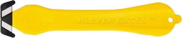 Klever Innovations - Fixed Safety Cutter - 1-1/4" Carbon Steel Blade, Yellow Plastic Handle, 1 Blade Included - Benchmark Tooling