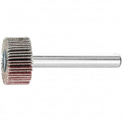 PFERD - 3/4" Diam x 3/8" Face Width, Aluminum Oxide Coated Mounted Flap Wheel - 1/4" Shank Mount, 120 Grit, 38,100 Max RPM - Benchmark Tooling
