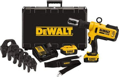 DeWALT - 4 Ton Electric Crimper - Includes DCE200, (2) DCB204, DCE115, Shoulder Strap, (5) 1/2 - 2" Crimping Heads, Kit Box - Benchmark Tooling