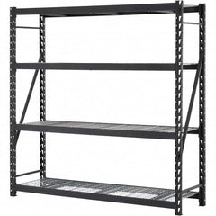 Edsal - 4 Shelf Starter Unit Wire Deck Open Steel Shelving - 6,000 Lb Capacity, 84" Wide x 84" High x 24" Deep, Black - Benchmark Tooling