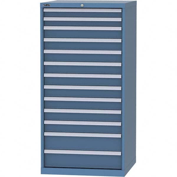LISTA - 13 Drawer, 124 Compartment Bright Blue Steel Modular Storage Cabinet - Benchmark Tooling