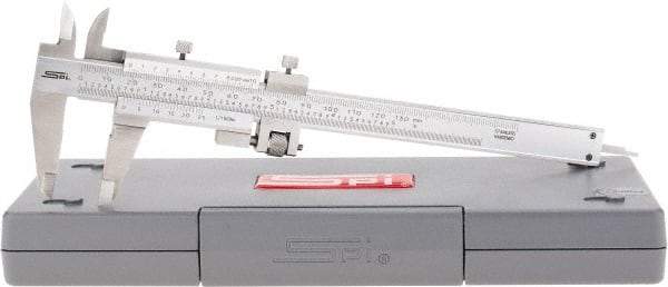 SPI - 0 to 130mm Stainless Steel Vernier Caliper - 0.02mm Graduation, 1.57" Jaw Depth, 0.001" Accuracy, Includes NIST Traceability Certificate - Benchmark Tooling