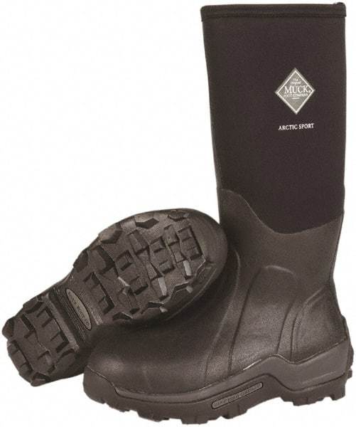 Honeywell - Men's Size 7 Wide Width Steel Knee Boot - Black, Neoprene Upper, Rubber Outsole, 16" High, Pull-On, Waterproof - Benchmark Tooling