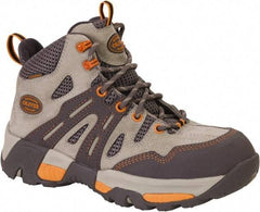 OLIVER - Women's Medium Width Steel Industrial Hiker - Tan, Orange, Leather Upper, Rubber Outsole, 5" High, Lace-Up - Benchmark Tooling