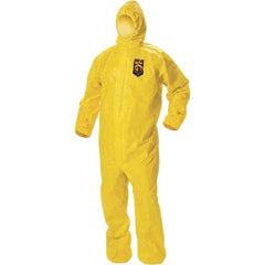 KleenGuard - Size XL PE Film Chemical Resistant Coveralls - Yellow, Zipper Closure, Elastic Cuffs, Elastic Ankles, Taped Seams, ISO Class 1, 2 & 3 - Benchmark Tooling