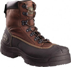 OLIVER - Men's Size 10 Wide Width Steel Work Boot - Brown, Leather Upper, Rubber Outsole, 6" High, Lace-Up - Benchmark Tooling