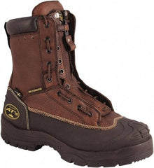 OLIVER - Men's Size 8.5 Wide Width Steel Work Boot - Brown, Leather Upper, Rubber Outsole, 8" High, Lace-Up - Benchmark Tooling