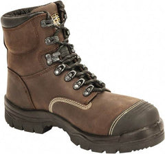 OLIVER - Men's Size 14 Wide Width Steel Work Boot - Brown, Leather Upper, Polyurethane/Rubber Outsole, 6" High, Lace-Up - Benchmark Tooling