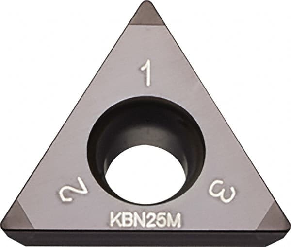 Kyocera - TPGW331 Grade KBN25M CBN Turning Insert - Megacoat Finish, 60° Triangle, 3/8" Inscr Circle, 3/16" Thick, 1/64" Corner Radius - Benchmark Tooling