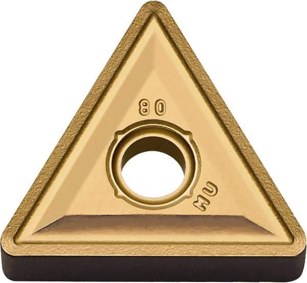 Kyocera - TNMG331 MU Grade CA6525 Carbide Turning Insert - TiCN/Al2O3/TiN Finish, 60° Triangle, 3/8" Inscr Circle, 3/16" Thick, 1/64" Corner Radius - Benchmark Tooling