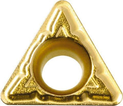 Kyocera - TPMT322 XQ Grade PV90 Cermet Turning Insert - TiN Finish, 60° Triangle, 3/8" Inscr Circle, 1/8" Thick, 1/32" Corner Radius - Benchmark Tooling