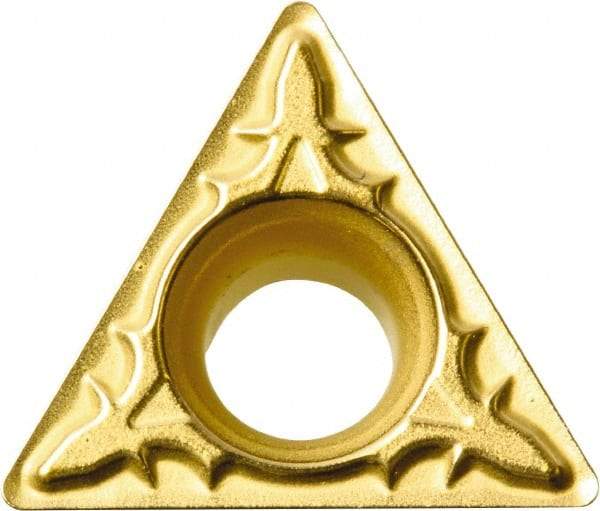 Kyocera - TPMT321 XP Grade CA530 Carbide Turning Insert - TiCN/Al2O3/TiN Finish, 60° Triangle, 3/8" Inscr Circle, 1/8" Thick, 1/64" Corner Radius - Benchmark Tooling