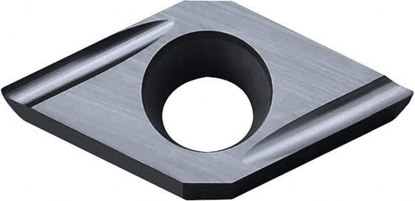 Kyocera - DCGT32.51 U Grade PV720 Cermet Turning Insert - TiCN (Megacoat Nano) Finish, 55° Diamond, 3/8" Inscr Circle, 5/32" Thick, 1/64" Corner Radius - Benchmark Tooling