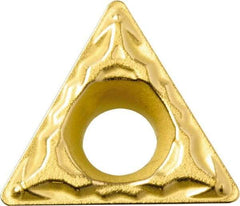 Kyocera - TPMT221 PP Grade PV720 Cermet Turning Insert - TiCN (Megacoat Nano) Finish, 60° Triangle, 1/4" Inscr Circle, 1/8" Thick, 1/64" Corner Radius - Benchmark Tooling