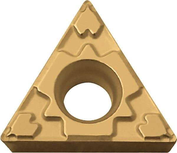 Kyocera - TPMT321 GP Grade PV720 Cermet Turning Insert - TiCN (Megacoat Nano) Finish, 60° Triangle, 3/8" Inscr Circle, 1/8" Thick, 1/64" Corner Radius - Benchmark Tooling