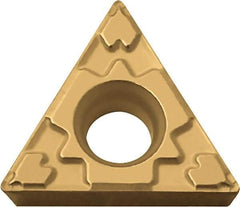 Kyocera - TPMT321 GP Grade PV720 Cermet Turning Insert - TiCN (Megacoat Nano) Finish, 60° Triangle, 3/8" Inscr Circle, 1/8" Thick, 1/64" Corner Radius - Benchmark Tooling