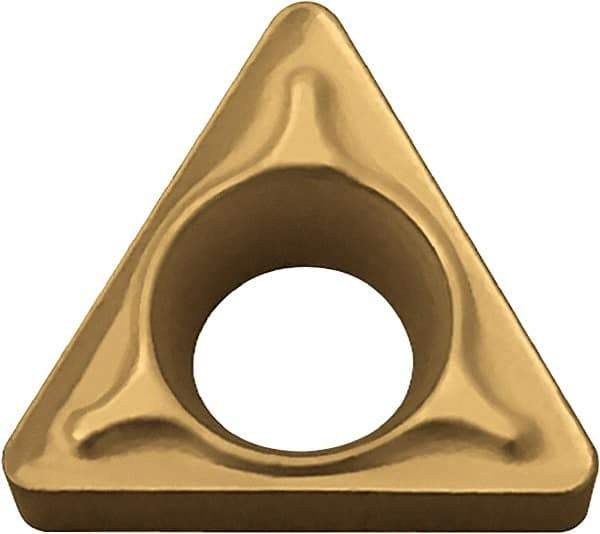 Kyocera - TBMT1.211 DP Grade PV720 Cermet Turning Insert - TiCN (Megacoat Nano) Finish, 60° Triangle, 5/32" Inscr Circle, 1/16" Thick, 1/64" Corner Radius - Benchmark Tooling