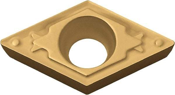 Kyocera - DCMT32.51 HQ Grade CA510 Carbide Turning Insert - TiCN/Al2O3/TiN Finish, 55° Diamond, 3/8" Inscr Circle, 5/32" Thick, 1/64" Corner Radius - Benchmark Tooling