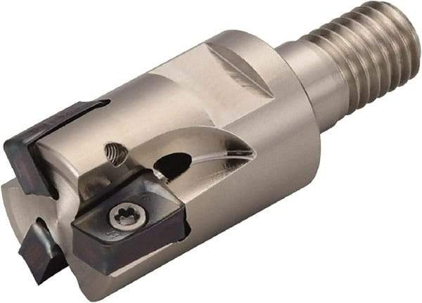 Kyocera - 16mm Cut Diam, 10mm Max Depth of Cut, 43mm OAL, Indexable Square Shoulder End Mill - LOMU 1004..ER-GH, LOMU 1004..ER-GM, LOMU 1004..ER-SM Inserts, M8 Modular Connection, 90° Lead Angle, Through Coolant, Series M-Four - Benchmark Tooling