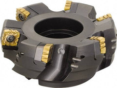 Kyocera - 200mm Cut Diam, 60mm Arbor Hole, 12mm Max Depth of Cut, 75° Indexable Chamfer & Angle Face Mill - 12 Inserts, SPMT1806 Insert, Right Hand Cut, 12 Flutes, Series MSRS15 - Benchmark Tooling