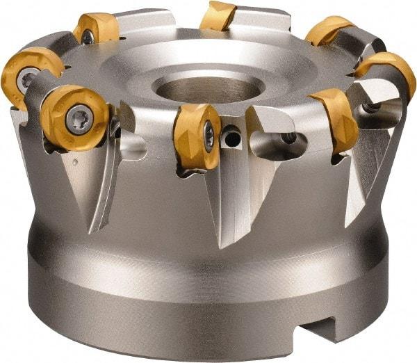 Kyocera - 50mm Cut Diam, 6mm Max Depth, 10.4mm Arbor Hole, 5 Inserts, ROMU 12... Insert Style, Indexable Copy Face Mill - MRW Cutter Style, 16,000 Max RPM, 40mm High, Through Coolant, Series RAD-8 - Benchmark Tooling