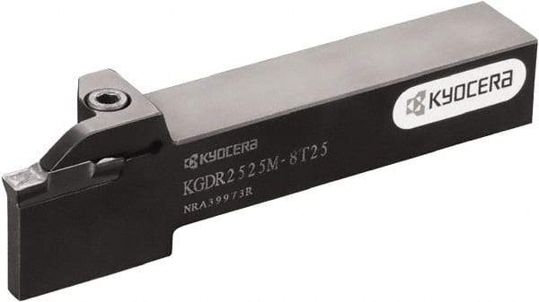Kyocera - KGD, External, Left Hand, 5.9944mm Max Depth of Cut, 1.9812 to 3mm Groove Width, Indexable Grooving Tool Holder - Multiple Insert Compatibility, 16mm Shank Height, 16mm Shank Width, 100mm OAL - Benchmark Tooling