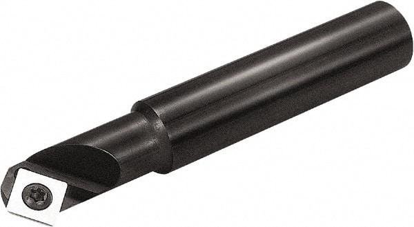 Kyocera - 45° Lead Angle, 21mm Max Cut Diam, 6mm Min Cut Diam, 8.6mm Max Depth of Cut, Indexable Chamfer and Angle End Mill - 1 Insert, SEKW 421, SEKW 422, SEMT 421 Insert Style, 120mm Overall Length, Straight Shank - Benchmark Tooling