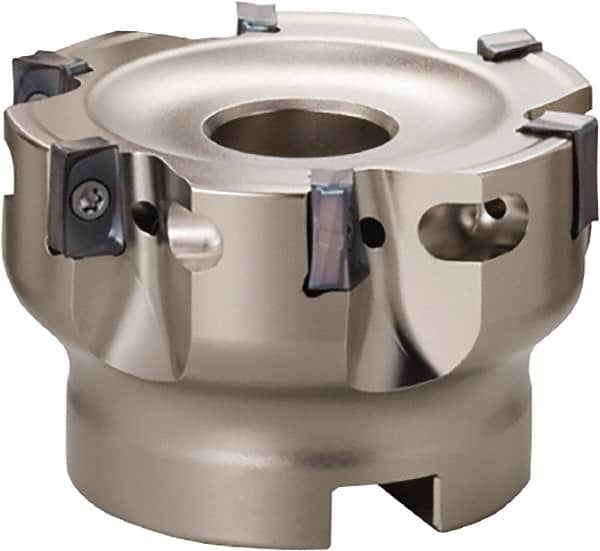 Kyocera - 4 Inserts, 50mm Cut Diam, 11mm Arbor Diam, 15mm Max Depth of Cut, Indexable Square-Shoulder Face Mill - 0° Lead Angle, 40mm High, LOMU 1505..ER-GH, LOMU 1505..ER-GM & LOMU 1505..ER-SM Insert Compatibility, Through Coolant, Series M-Four - Benchmark Tooling