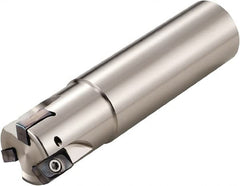 Kyocera - 5/8" Cut Diam, 0.393" Max Depth of Cut, 1/2" Shank Diam, 2-3/4" OAL, Indexable Square Shoulder End Mill - LOMU 1004..ER-GH, LOMU 1004..ER-GM, LOMU 1004..ER-SM Inserts, Weldon Shank, 90° Lead Angle, Series M-Four - Benchmark Tooling
