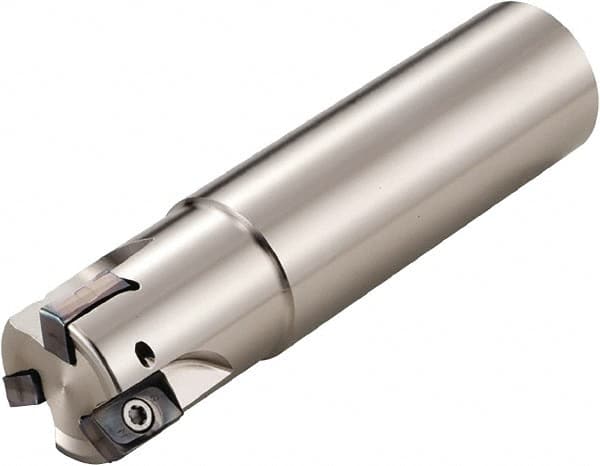 Kyocera - 1" Cut Diam, 0.59" Max Depth of Cut, 3/4" Shank Diam, 3-1/4" OAL, Indexable Square Shoulder End Mill - LOMU 1505..ER-GH, LOMU 1505..ER-GM, LOMU 1505..ER-SM Inserts, Weldon Shank, 90° Lead Angle, Through Coolant, Series M-Four - Benchmark Tooling