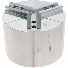 Abbott Workholding Products - 6" Max Chuck Capacity, 1.5mm x 60° Serrated Interface, Round Soft Lathe Chuck Jaw - 3 Jaw, Aluminum, 0.7874" Btw Mount Hole Ctrs, 6" Wide, 4" High, 10mm Fastener - Benchmark Tooling