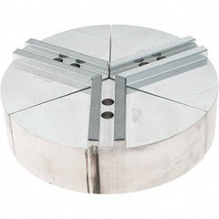 Abbott Workholding Products - 6" Max Chuck Capacity, 1.5mm x 60° Serrated Interface, Round Soft Lathe Chuck Jaw - 3 Jaw, Aluminum, 0.7874" Btw Mount Hole Ctrs, 8" Wide, 2" High, 10mm Fastener - Benchmark Tooling