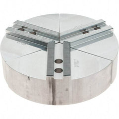 Abbott Workholding Products - 8" Max Chuck Capacity, 1.5mm x 60° Serrated Interface, Round Soft Lathe Chuck Jaw - 3 Jaw, Aluminum, 0.9843" Btw Mount Hole Ctrs, 8" Wide, 2" High, 12mm Fastener - Benchmark Tooling