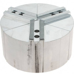 Abbott Workholding Products - 8" Max Chuck Capacity, 1.5mm x 60° Serrated Interface, Round Soft Lathe Chuck Jaw - 3 Jaw, Aluminum, 0.9843" Btw Mount Hole Ctrs, 8" Wide, 4" High, 12mm Fastener - Benchmark Tooling