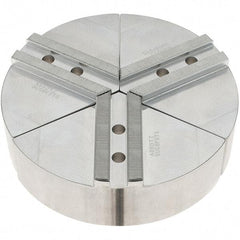 Abbott Workholding Products - 8" Max Chuck Capacity, 1.5mm x 60° Serrated Interface, Round Soft Lathe Chuck Jaw - 3 Jaw, Aluminum, 1.1811" Btw Mount Hole Ctrs, 8" Wide, 2" High, 10mm Fastener - Benchmark Tooling