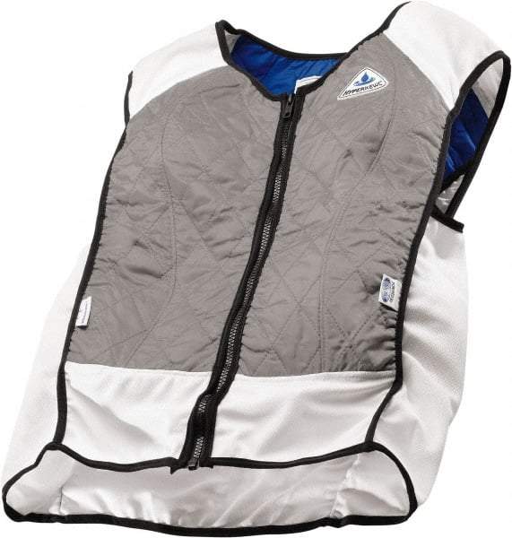 Techniche - Size 2XL, Silver Cooling Vest - Zipper Front, Nylon, HyperKewl, Poly-Cotton - Benchmark Tooling